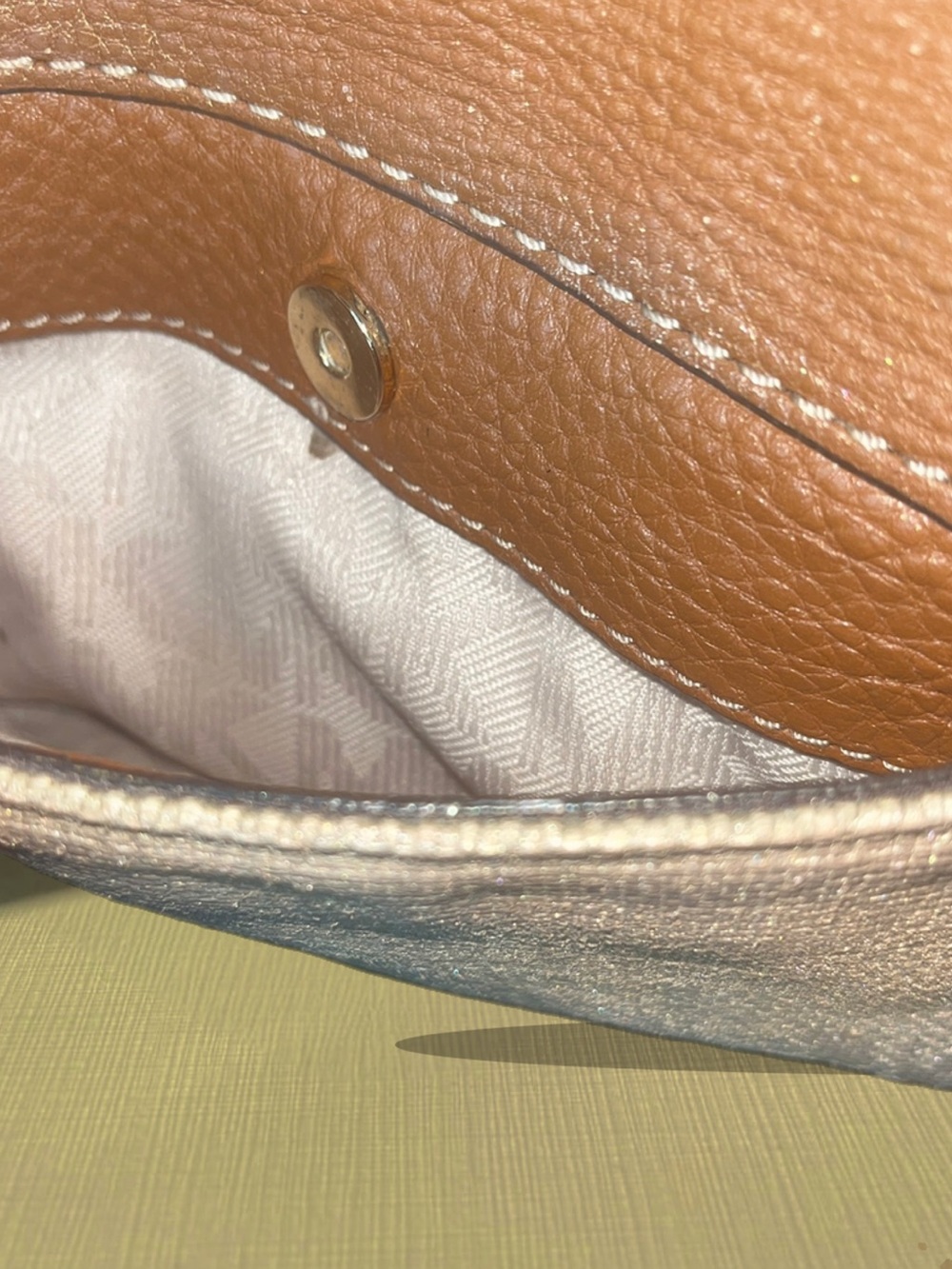 Michael Kors Golden Beige and Brown Shoulder Bag with MK Charm and Scarf - Picture 3 of 7